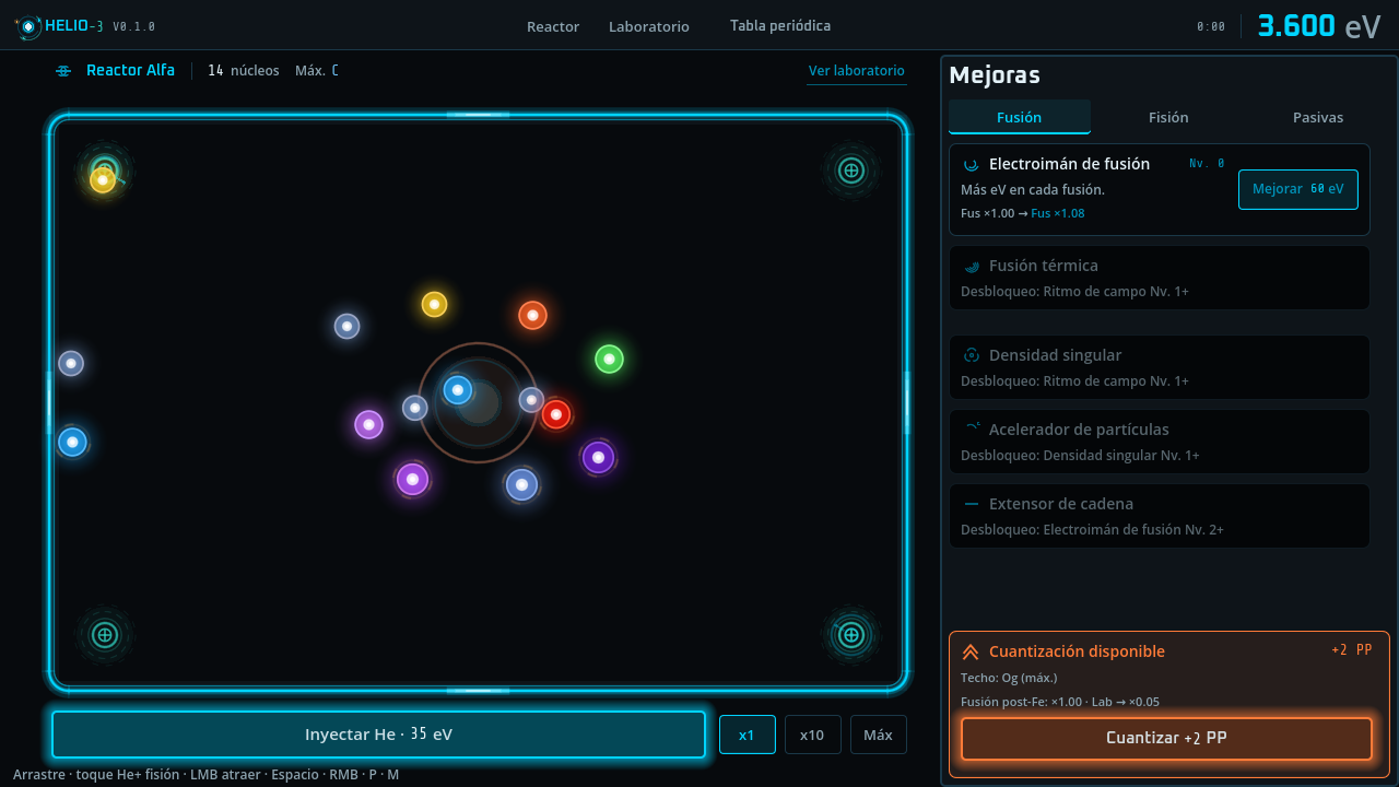 Helio-3: placa llena de núcleos de colores bajo chrome cian